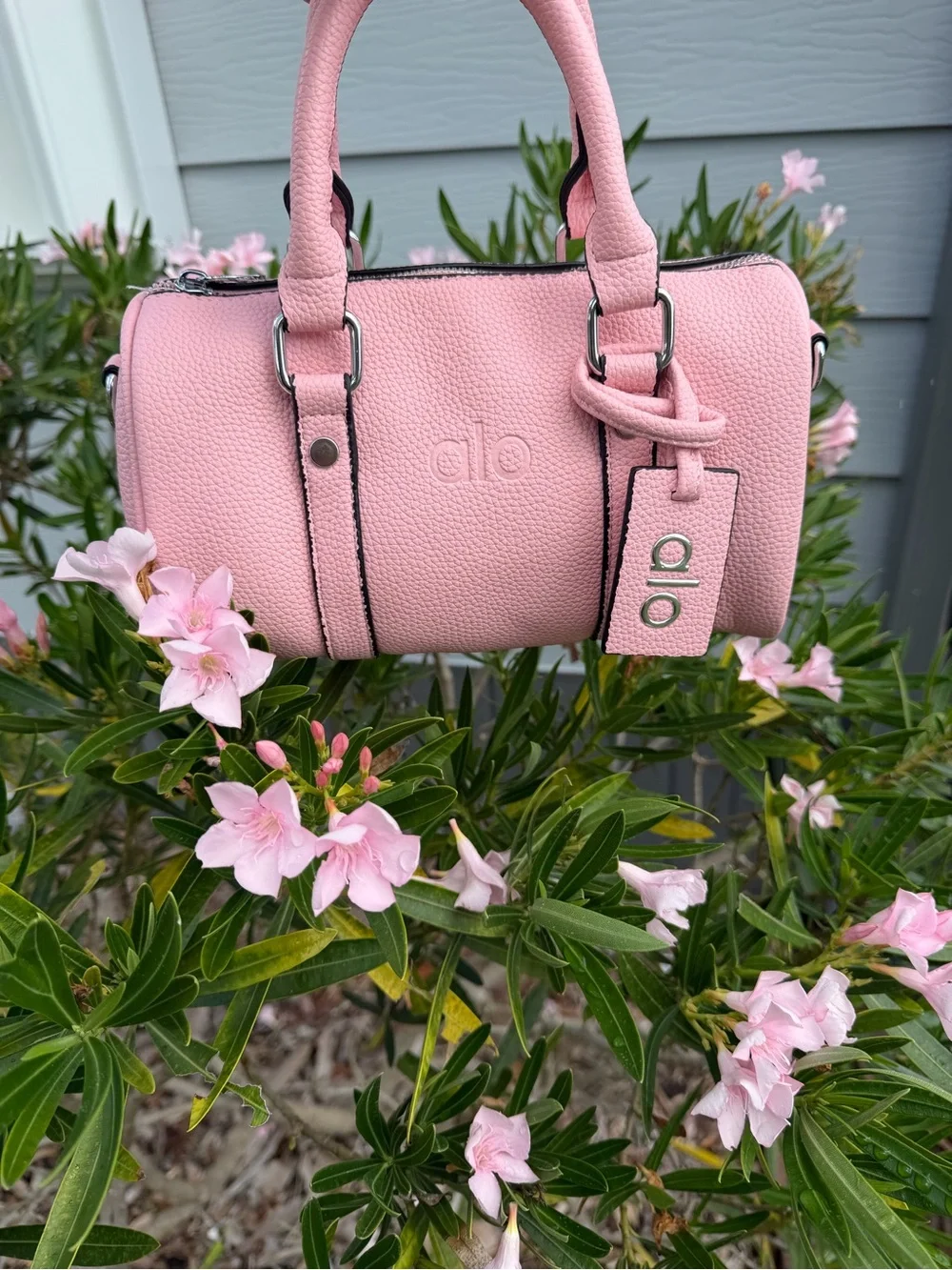 ALO Yoga Pink Mini Barrel Bag with Branded Tag and Wallet